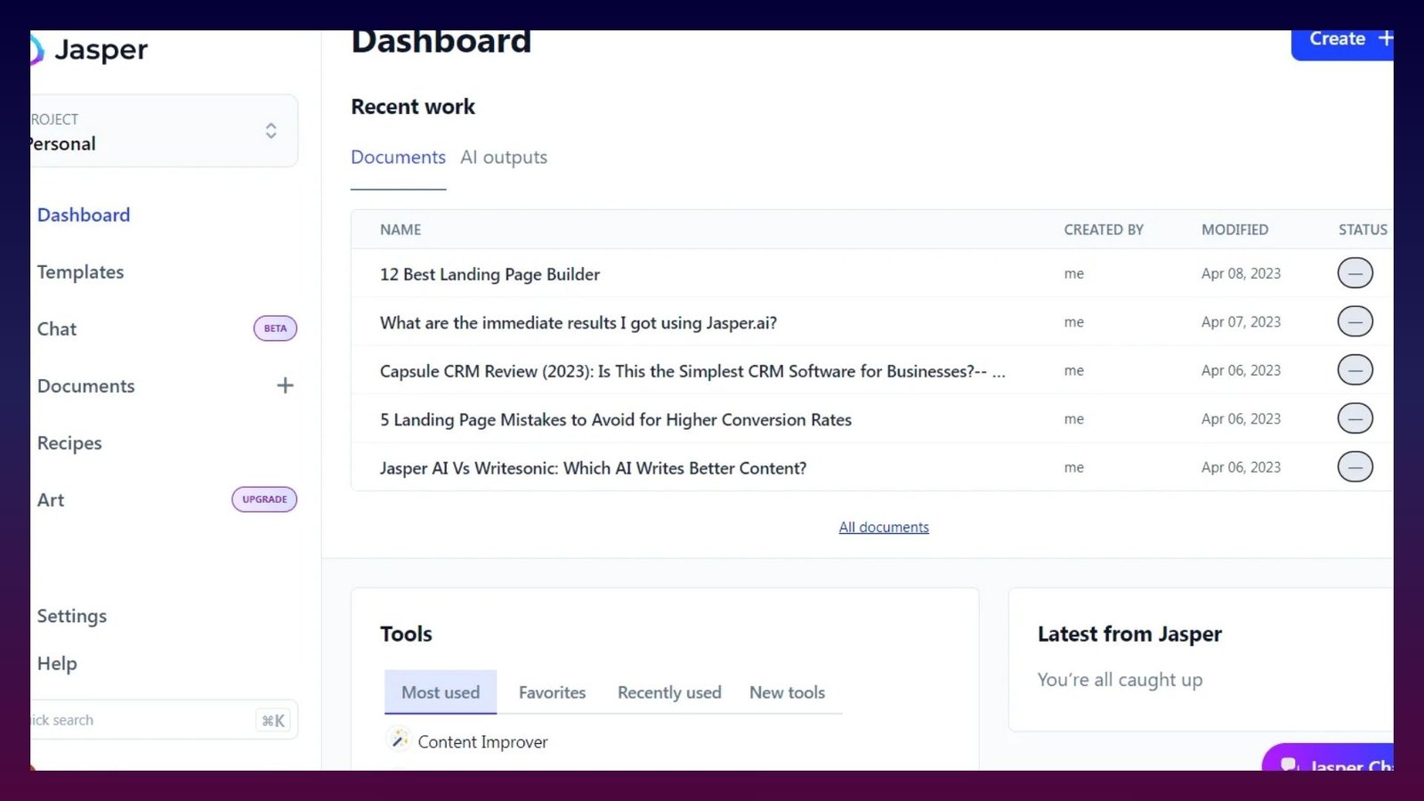 jasper dashboard